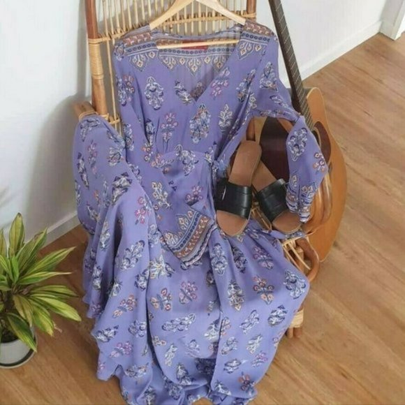 TIGERLILY Hydra Mauve Lilac Long Sleeve Wrap Maxi Dress - Picture 11 of 16